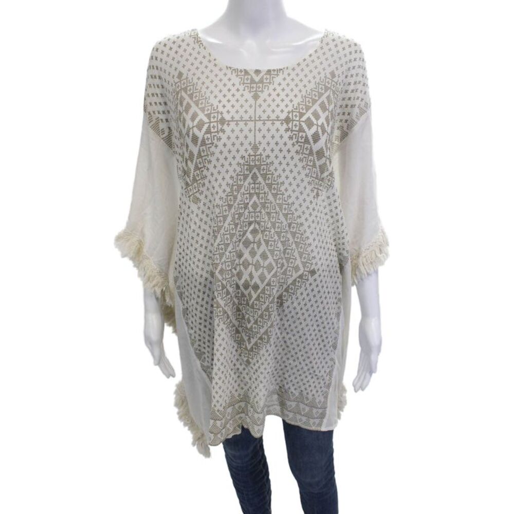 Mes DeMoiselles Paris Womens Beige Geometric Tunic Top Size One Size